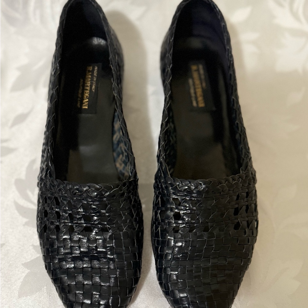Vintage 90s R. Martegani Navy Hand Woven Loafers